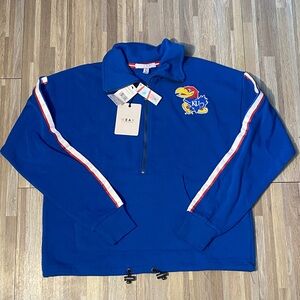 College football Kansas Jayhawks Blue Quarter-Zip Pullover with Logo Jayhawks